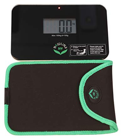 NewlineNY Step-on Super Mini Smallest Travel Bathroom Scale with Protection Sleeve: SBB0638SM-BK (Black) + NY-SMS-S001-BG