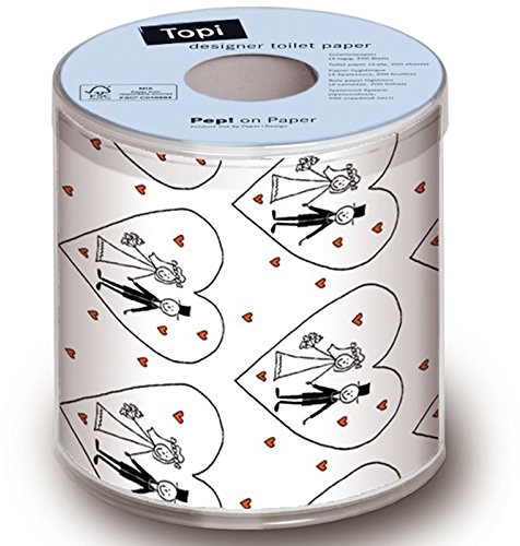 HOCHZEITS WC PAPIER MIT HERZCHEN 5 ROLLEN IN GESCHENKBOX