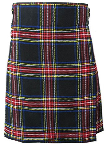 Tartanista - Herren Kilts mit 61 cm (24“) Länge - hochwertig - Stewart Schwarz - Taille (Nabelhöhe): 91,4cm (36“)/Länge: 61cm (24“)