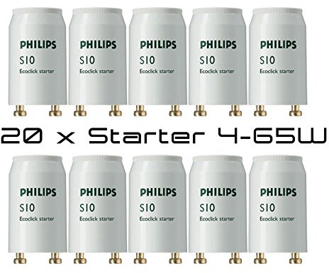 Philips S10 Starter de 4-65 Watts pour tubes fluorescents (TL-D par exemple), Lot de 20, G13