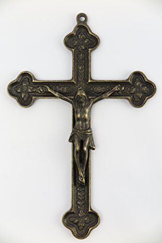 Wandkruzifix Messing brüniert Kruzifix zur Wandaufhänung Wandkreuz Jesus Jesu am Kreuz Kreuze braun