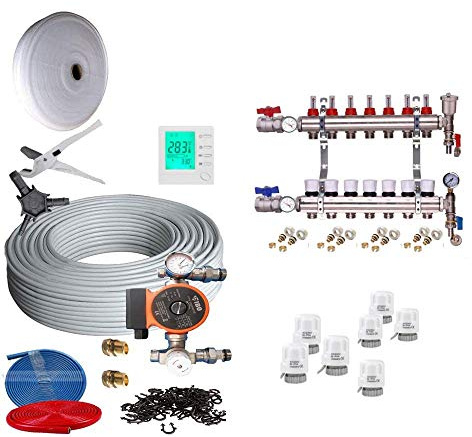 Underfloor Heating Multi Zone/Room KIT - Water Wet 5 Layers Pipe (50-60 Sqm)