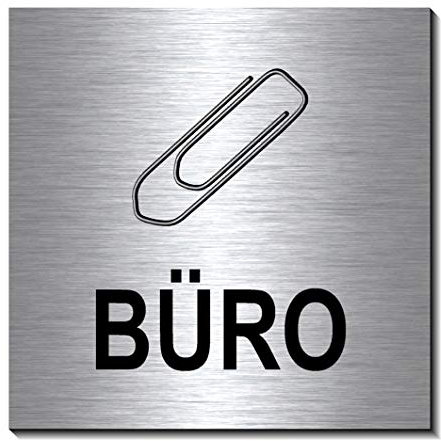 Büro Schild 100 x 100 x 3 mm-Aluminium Edelstahloptik silber mattgebürstet Hinweisschild-1910-73