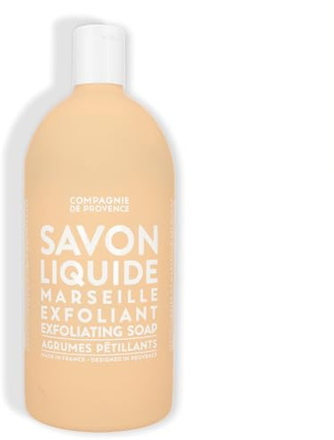 La Compagnie de Provence - Recharge 1L Savon Liquide de Marseille Exfoliant - Agrumes Pétillants - Pour Corps et Mains - Made in France