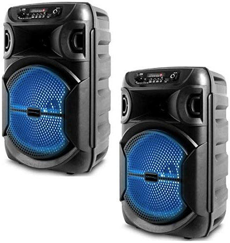 Technical Pro - Tragbarer 20,3 cm (8 Zoll) 500 Watt Bluetooth-Lautsprecher mit Tieftöner & Hochtöner, Festival PA LED Lautsprecher mit Bluetooth/USB-Karteneingängen, True Wireless Stereo, 9 m