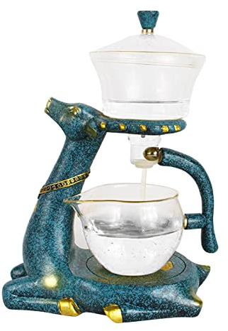 Fenteer Teiera di vetro Pentola a Goccia Infusore Tè Caffè Pentola resistente Al Calore di Tè di Vetro Teiera Tazza di Tè con Magnetica Cervi Del Basamento