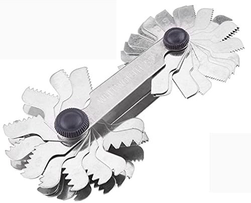 Gewindelehre Edelstahl, Gewindelehre Messlehre,Messlehre Pitch Messwerkzeug, Messwerkzeug 60/55 Grad Metrisch Zoll Werkzeug (Metrisch + Imperial52pc)
