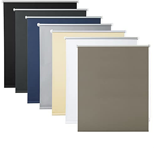 WOLTU Verdunkelungsrollo ohne Bohren, Thermo Verdunkelungsrollo mit Kette, Sichtschutz, für Türen und Fenster, 90 x 160 cm, Taupe