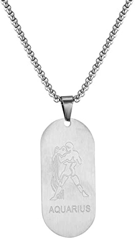 AFSTALR Collier Signe Astrologique Verseau Pendentif Argent Zodiaque Collier Cadeau de Noël Hommes