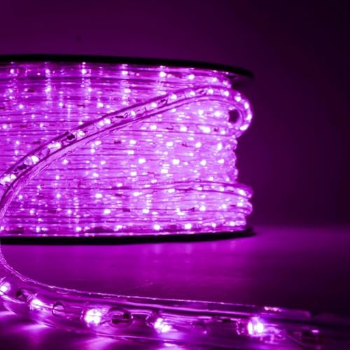 Tubo luminoso LED profesional de 50 metros cortable listo para usar con accesorios IP67 para uso interior y exterior (morado)