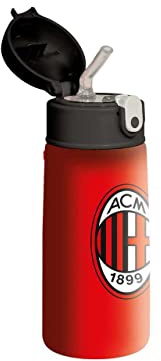AC Milan Borraccia Calcio, Nero Rosso, Borraccia Termica in Acciaio Inox Interno Esterno, Mantenimento Temperatura fino a 24h, Borraccia Scuola Bambino - Borraccia Termica