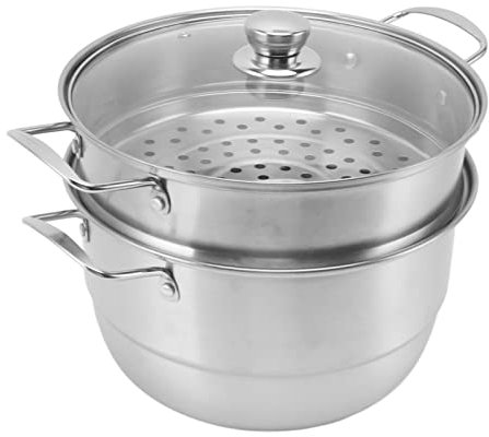 PenRux Olla de Vapor, Olla de Vapor de Acero Inoxidable con Tapa de Vidrio, Vaporera de Alimentos, Cacerola de Vapor,Juego de Olla Apilable y de Vapor para Cocinar