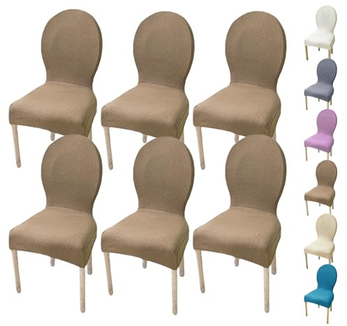 KCCRHIN Stretch Stuhlbezug Für Esszimmer Stuhlhusse Mit Runder Rückenlehne Stuhlbezug Hochzeit Stuhlhussen Für Esszimmerstühle Einfarbiger Stretch Dining Room Chair Cover,D 6pcs