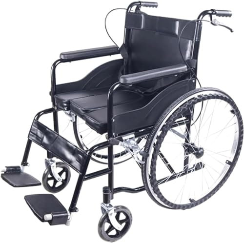 Klapprollstuhl aus Kohlenstoffstahl, ausziehbarer Bidet-Rollstuhl, angetriebener Transportstuhl, verstellbare Pedale, Belastung 100 kg. Rollstuhl Reiserollstuhl
