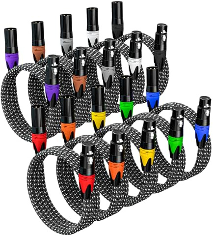 GeoHN.G XLR Mikrofonkabel 2M 10 Pack, 3-Poliges Symmetrisches Geschirmtes Premium Lautsprecherkabel, XLR Stecker Auf Busche Mikrofon-Patchkabel