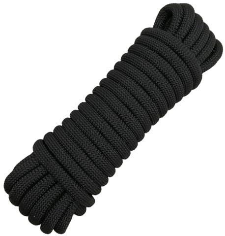 10mm Mehrzweckseil, Outdoor Cord Rettungsseil Bootstauwerk Ankertauwerk Dock Lines Autoschleppseil Hebezeug Takelseil (Schwarz, 10 Meter)