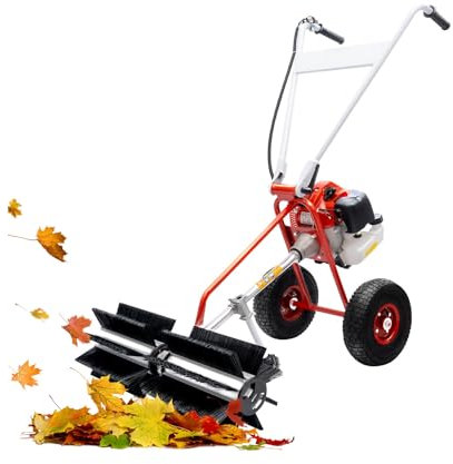 chennnls 43CC Benzin Kehrmaschine, 2 Takt Benzinbesen Motorbesen Schneebesen Schneeschaufel Motorbesen Austauschbare 600 mm Universalbürste