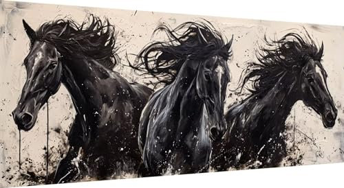 Qiaoqoo Pferd Diamond Painting xxl 200x80cm, 5D DIY Diamant Painting Bilder Tier Diamand Painting Kinder mit Diamond-Painting Zubehör, Groß Diamant kunst Basteln Erwachsene, Home Décor Malerei