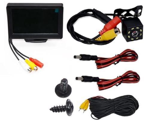 iFutniew Cámara de visión trasera de 4.3 pulgadas, pantalla LCD TFT o monitor, impermeable, visión nocturna, marcha atrás, cámara de monitor