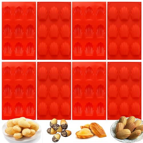 WOPPLXY 8 teglie da forno per madeleine, 9 cavità, in silicone, antiaderente, per madeleine