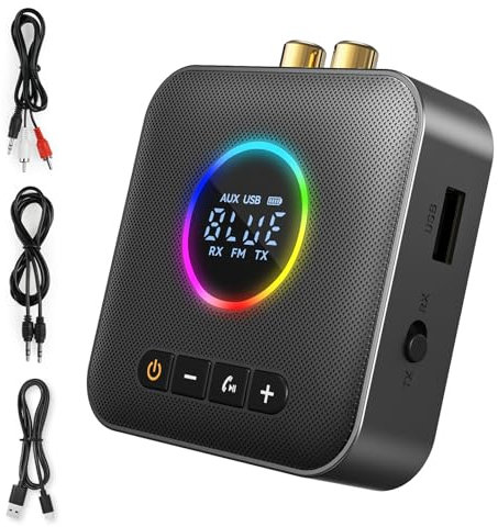 AXFEE Ricevitore Bluetooth 5.4 HiFi, 3.5mm RCA jack Audio, Adattatore Audio, Impianto Stereo, Casse, Bassa Latenza Wireless, per Tablet/Smartphone/PC/laptop/Cuffie/TV