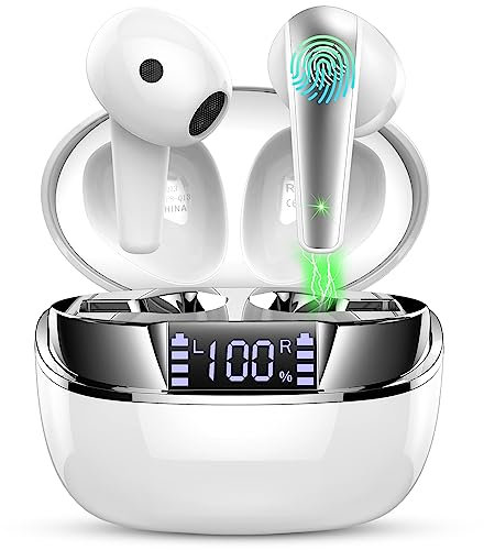 Auricolari Bluetooth 5.3 Con 4 ENC Mics, Cuffie Wireless In Ear Stereo Hi-Fi, 47 Ore di Autonomia Con LED Display, Cancellazione Rumore, IP7 Impermeabili