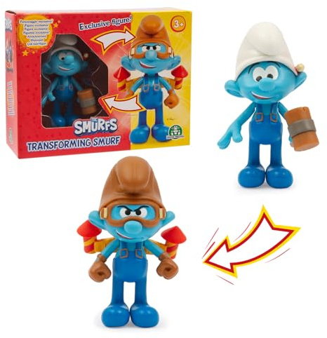Giochi Preziosi Die Schlümpfe - Erfinder, die Figur verwandelt Sich wie im Film, beweglich und 10 cm hoch, mit Zubehör, für Kinder ab 3 Jahren