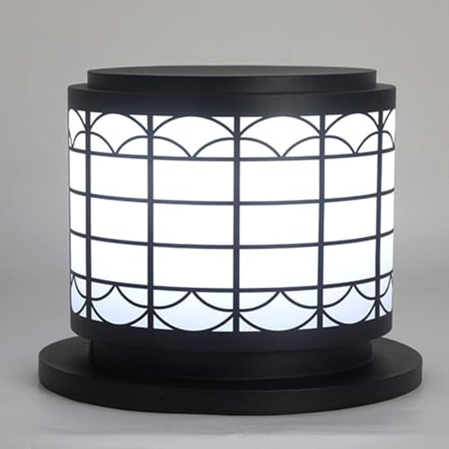 CSSYKV Chinese Courtyard Fence Column Lamp Classical Garden Lantern Post Light Fixture Anti-Rust Lamp Posts Outdoor Lighting Black Finish for Garden, Patio, Pathway (1 Pack) with Pier Mount E26/27