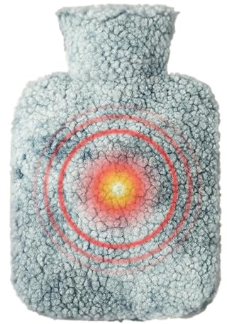 Heizflasche – Wärmflasche mit weichem Bezug | 1000 ml Wärmbeutel gegen Krämpfe | Warmwasserbeutel | Fußwärmer | Große Kapazität Kleine Wärmflasche mit Stoffbezug für den Winter