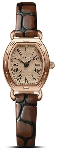 LN LENQIN Uhr Damen Armbanduhr Damen Uhr mit Großen Ziffern Analog Quarzuhr für Frauen mit Lederband