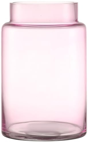KAYLETIN Große Glasvase, Rosa Glasvase für Blumen, Große Blumenvasen für Blumensträuße, Hohe Vasen Mit Breiter Öffnung für Zuhause, Hochzeit, Wohnzimmer, Bürodekor, Hochzeit, Couchtisch, 23 cm