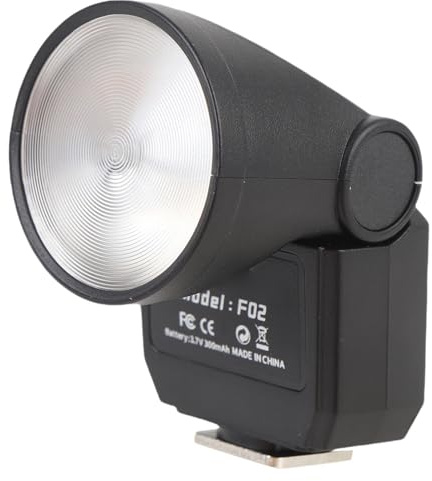 F02 Mini Camera Flash, GN8 6500K sur Le Flash de L'appareil Photo, Clignotement Rapide Continu, Hotshoe à Unique pour la Plupart des Appareils Photo Numériques, CRI97, Charge de