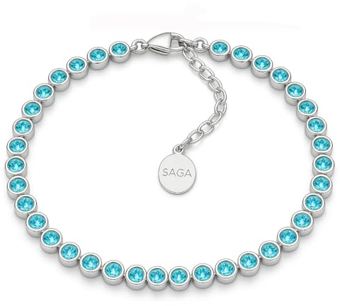 SAGA GIOIELLI® Unisex rostfritt stål tennisarmband, längd 16,5 + 3 cm, zirkon 4 mm, justerbar – elegant och hållbar, presentidé för män kvinnor, Medium, Rostfritt stål, Cubic Zirconia