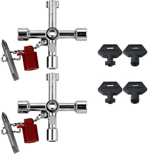 YTLSDHF Radiator Key 2 Keys with 2 Triangle and 2 Flat Keys, Meter Box Key, Gas Meter Box Key, Electric Box Key, Suitable for Electric, Gas, Train, Triangle Key(Zinc Alloy)
