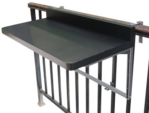Table De Balcon Pour Balustrade - Table Suspendue Pliable En Aluminium,5 Niveaux De Hauteur Ajustables,Table Patio Rabattable,Économisant L'espace,Idéale Pour Patio Et Jardin(Black,100cm/39.4in)