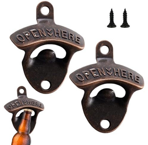 Alwodici 2 Pcs Wall Mounted Bottle Opener Cast Iron Wall Mounted Bottle Openers Rustic Retro Style Outdoor Bottle Opener with Screws Beer Bottle Openers for Home Kitchens Bar