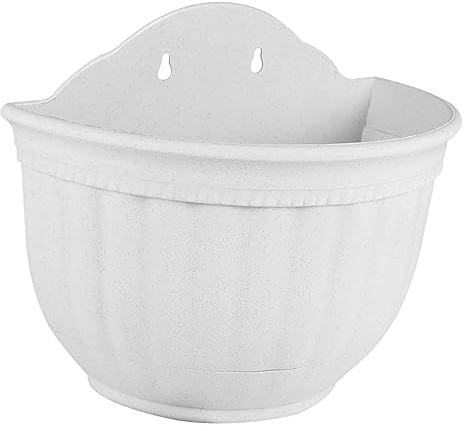 BAZEITFLOW Vasi da fiori semicircolari da appendere in plastica bianca con vassoio alla base, design classico, per interno e balcone