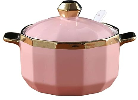 Azucarero, Bote para condimentos, azucarero de Doble asa con Tapa y Cuchara, Tarro de cerámica de Color sólido de 18 oz para almacenar azúcar,