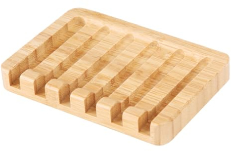 Sosoport Portasapone Autosvuotante in Bambù Scolante Per Doccia e Bagno, Supporto Robusto Design a Fessure, Contenitore Per Sapone Che Mantiene Sapone Asciutto e Prolunga La Durata
