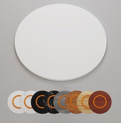 Grand plateau de service rond en bois de 60 cm pour salle à manger, parfait pour la maison et la cuisine.