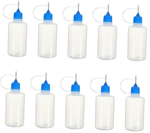 Cabilock 10 Stück Quetschflaschen 50ml aus Kunststoff mit Trendigem Deckel Tragbar und Tropffrei für Selbstgemacht Projekte und Feine Klebstoffarbeiten
