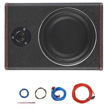 Madelynn Subwoofer per auto, subwoofer 200 W, subwoofer attivo, 40 Hz – 200 Hz, ingresso audio sottotesso, amplificatore di potenza, altoparlante stereo con linea audio per auto, jeep