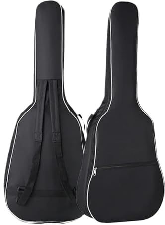 ATEUXOL Gitarrentasche 40/41 Zoll Oxford-Gewebe Akustikgitarren-Gigbag Wasserdichter Rucksack Baumwolle Doppelte Schultergurte Gepolsterte Softcase(Black)