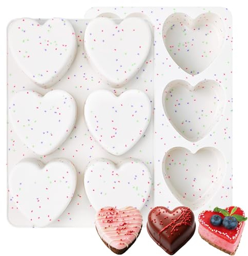 Heart Chocolate Molds Silicone 2 Pcs Heart Shaped Muffin Cake Pan Mold Hearts Candy Jello Molds Nonstick Silicone Mold for Baking Hearts Valentine Cupcake Pan for Brownies, Tartlets and Egg Bites