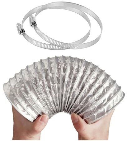 Flexibel ventilationsslang av aluminium, Aluminiumfolieslang Ø 80-200mm 2 klämmor ingår(3m,110mm)