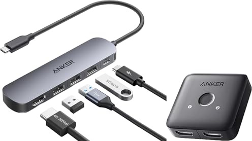 Anker USB C Hub, 5-in-1 USB Hub for Laptops, 4K HDMI Multiport Adapter with 90W Max Power Delivery & HDMI Switch, 4K@60Hz HDMI Switcher, 2 in 1 Out with Smooth Finish