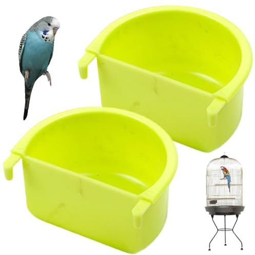 Ciotola per cibo per uccelli da 2 pezzi, mangiatoia per gabbia per uccelli sicura, ciotole piccole per gabbia, vassoio per cibo robusto per piccoli animali Conuri Budgie