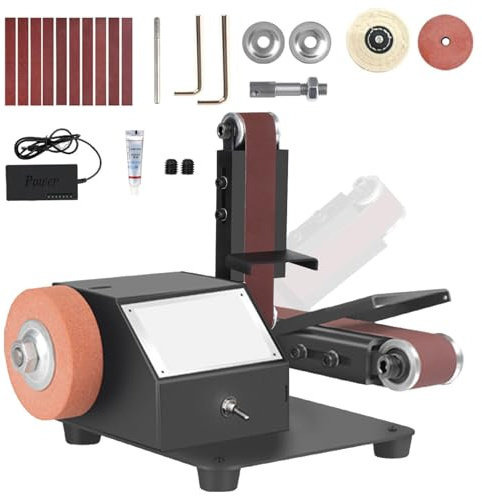Mini Bandschleifer, Elektrischer Schleifer 7-Stufig Verstellbarer Polierer, Bandschleifer Wird mit 10pcs Schleifbänder Geliefert, Mini-Tischpolierer für Schleifen von Metall, Holz, 250W