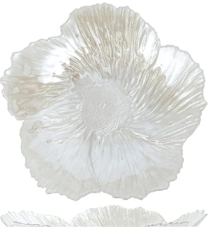 LXLAEOANG Coupe A Fruits En Cristal Assiette en verre forme de fleur, plateau rangement for bonbons, à fruits blancs, vaisselle cuisine(20.7CM)