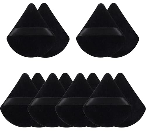 12 Pcs Triangle Powder Puff,BLack Reusable Makeup Powder Puffs,Wet And Dry Dual-use Powders Puffs Tools,Skin-friendly Face Makeup Tools,for Liquid Foundation,Setting,Touch-up,Adults,Beginners